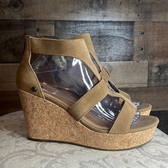 UGG Brown Suede Wedges Size 9.5 - Picture 1 of 10